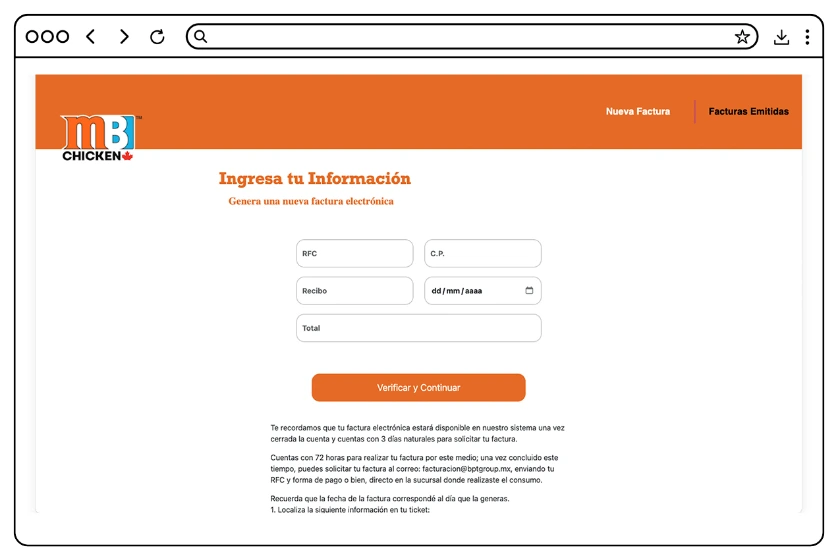Micrositio de facturación
